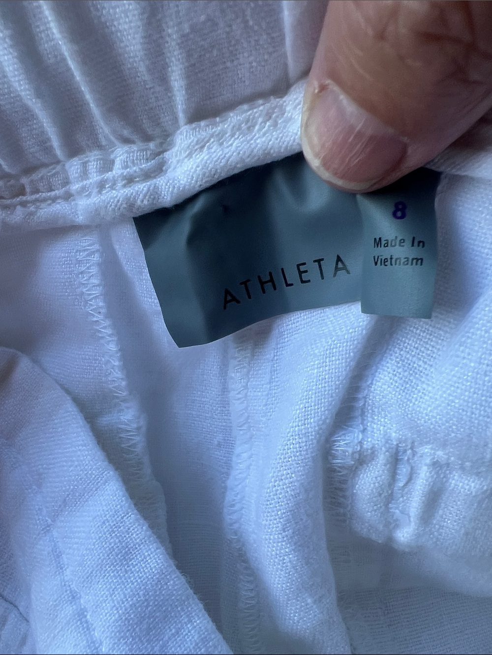 Athleta White Elastic Waist Linen Pants - Picture 2 of 12